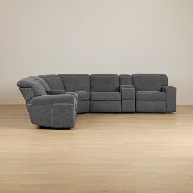 Callum Dark Gray Fabric Large Dual Power Reclining Two-arm Sectional