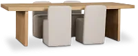 Salida Light Tone Rect Table & 4 Light Beige Upholstered Side Chairs