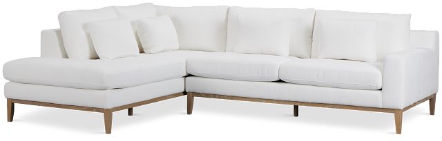 Corinne White Fabric Left Bumper Sectional
