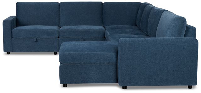 Addie Blue Fabric Medium Right Chaise Storage Sleeper Sectional