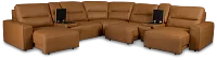 Rudy Brown Lthr/vinyl Large Tri Power 2 Arm Extension Chaise Sectional