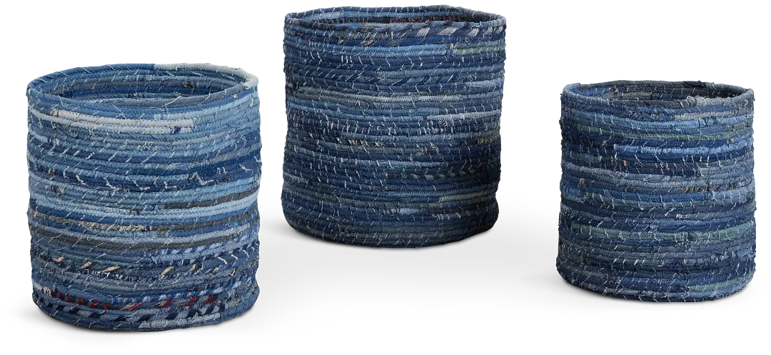 Ira Dark Blue Set Of 3 Basket