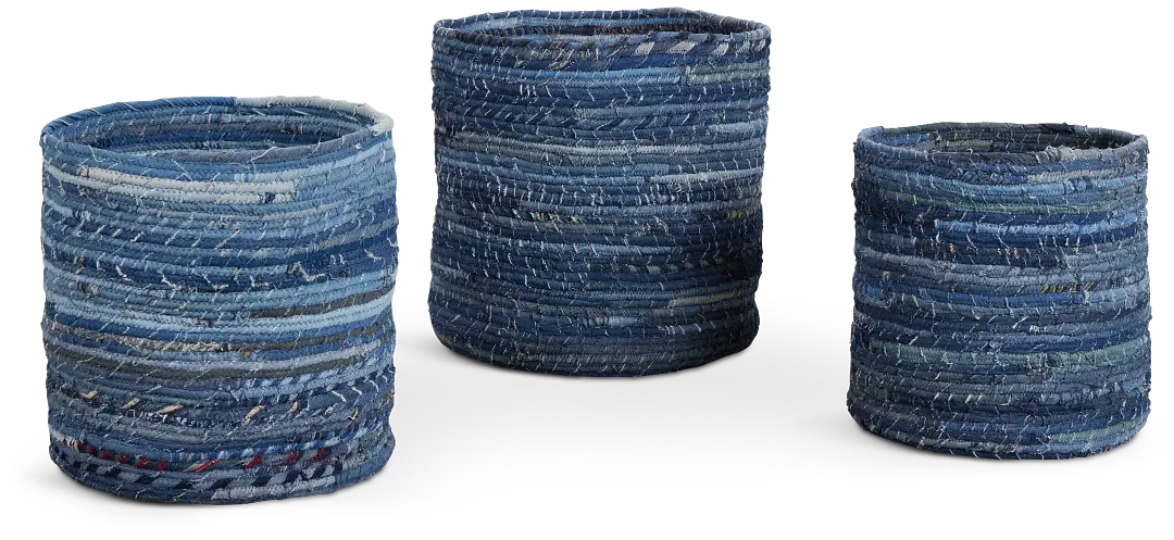 Ira Dark Blue Set Of 3 Basket Ira Dark Blue Set Of 3 Basket