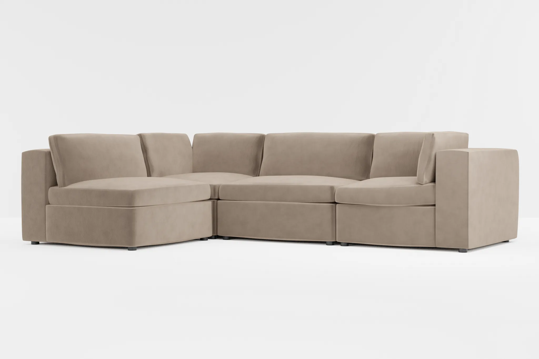 Destin Joya Beige Velvet 4-piece Modular Sectional