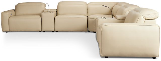 Tidal Beige Lthr/vinyl Large Dual Power Reclining Two-arm Sectional