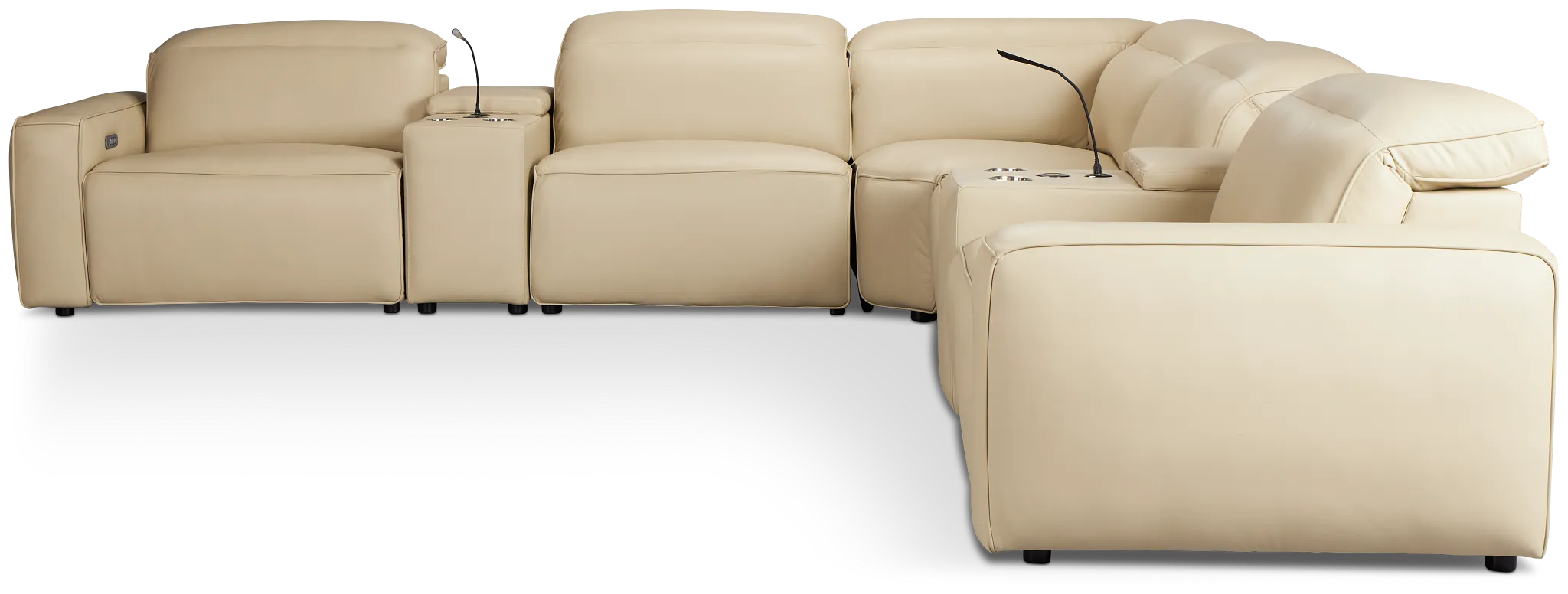 Tidal Beige Lthr/vinyl Large Dual Power Reclining Two-arm Sectional