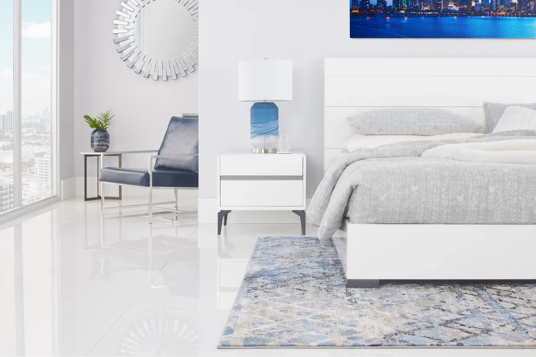 Oslo White Platform Bed