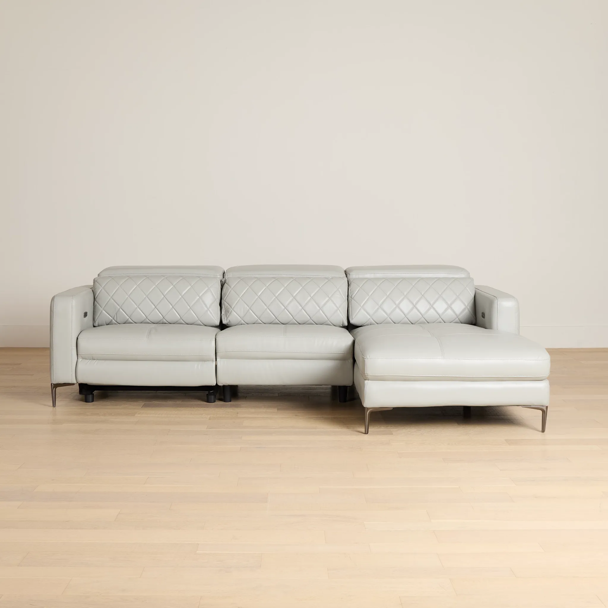 Ava Light Gray Micro Right Chaise Power Reclining Sectional