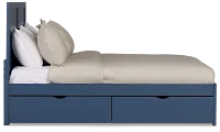 Charleston Dark Blue Panel Bed With 4 Storage Drawers