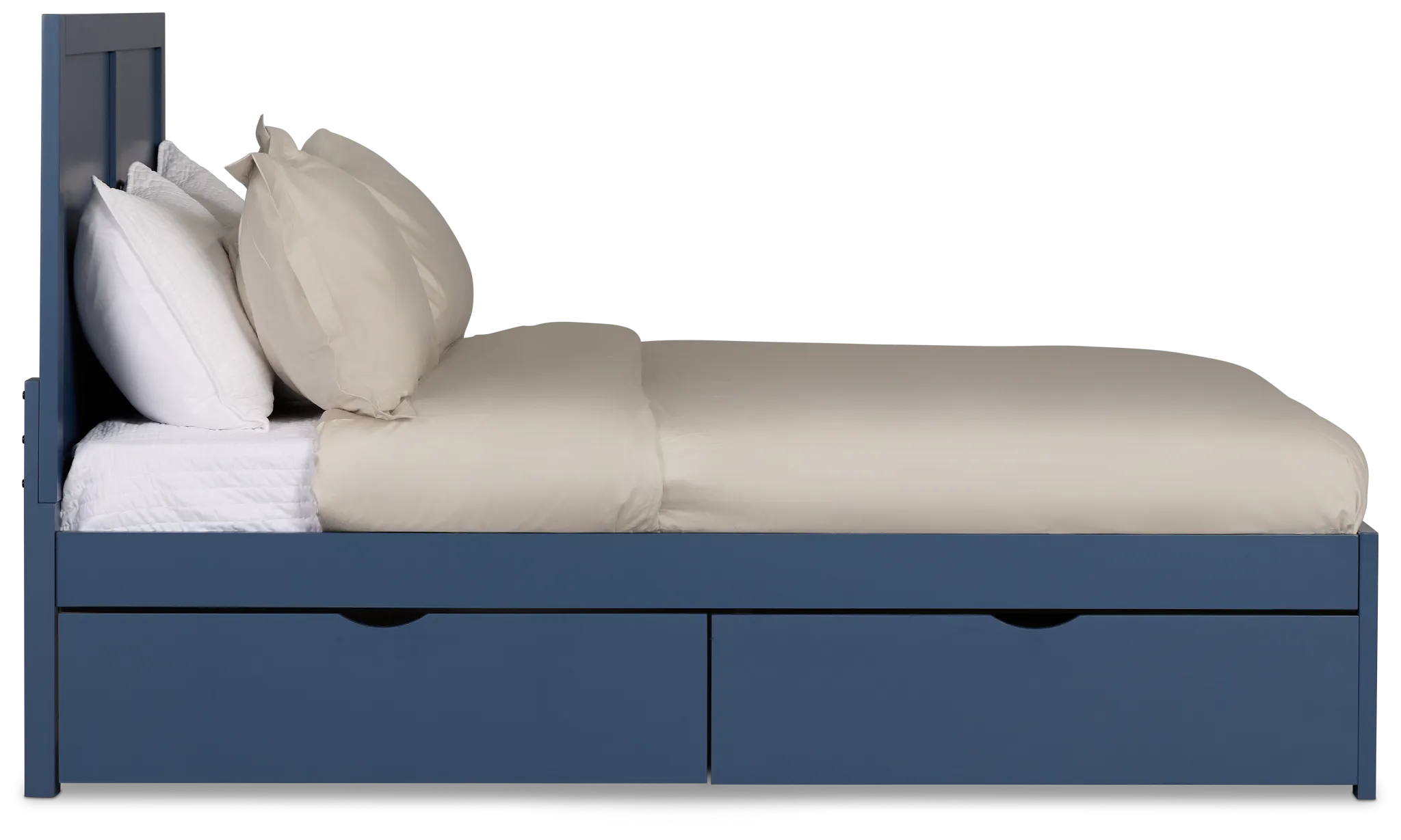 Charleston Dark Blue Panel Bed With 4 Storage Drawers