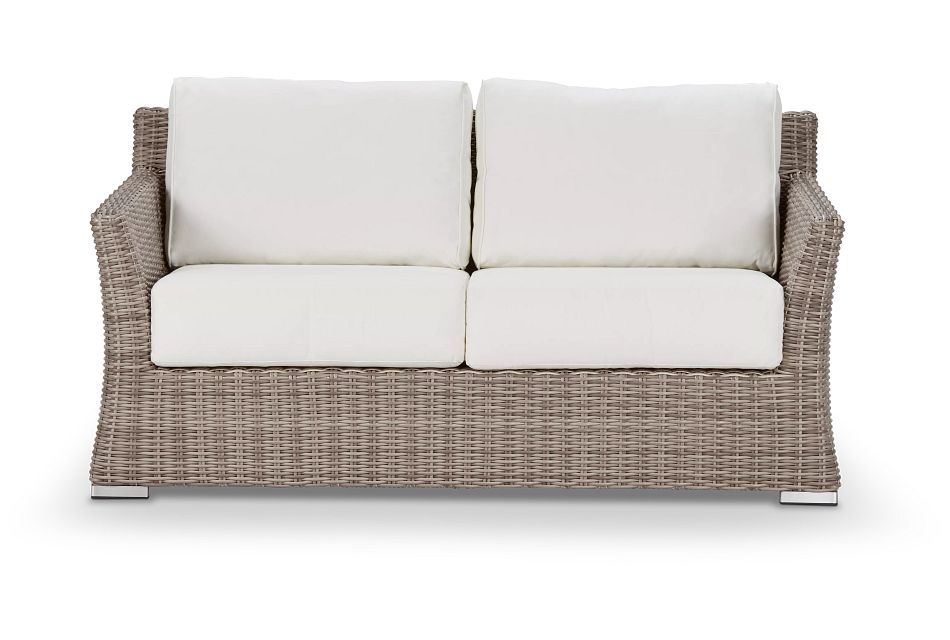 Raleigh White Woven Loveseat, (0)