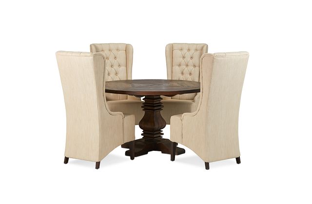 Hadlow Mid Tone 54" Table & 4 Upholstered Chairs