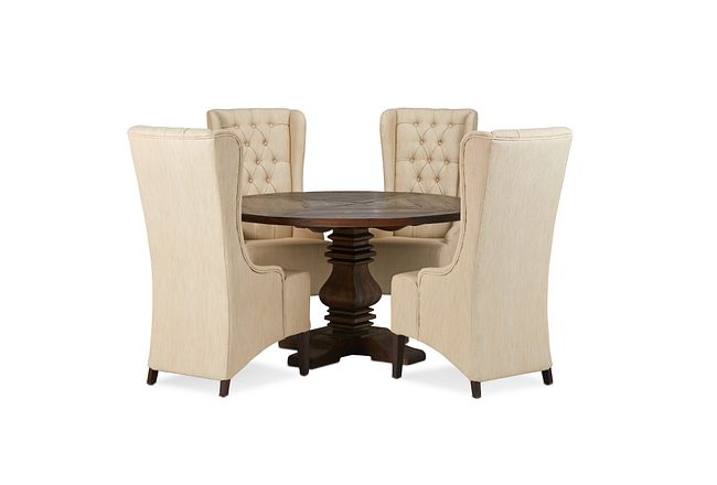Hadlow Mid Tone 54" Table & 4 Upholstered Chairs
