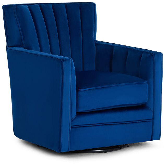 Loden Blue Velvet Swivel Accent Chair (1)