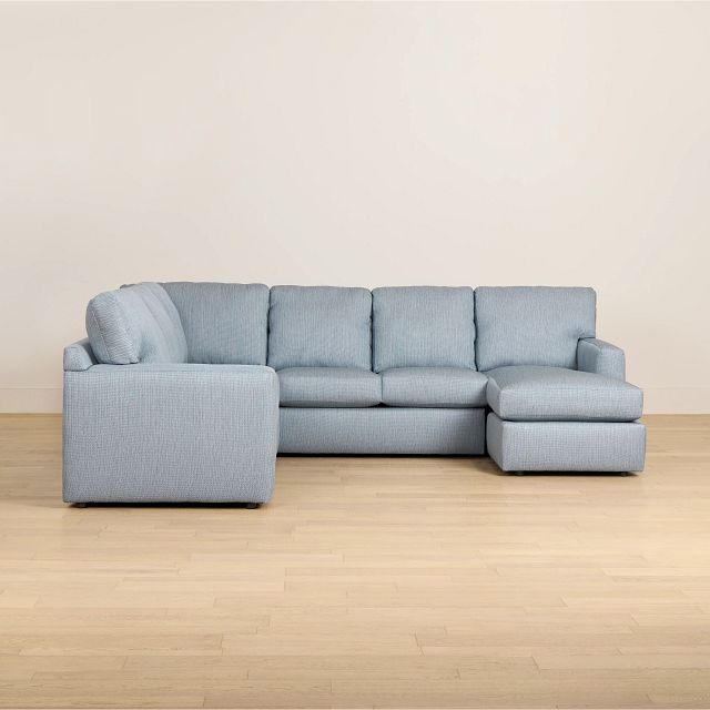 Rhodes Light Blue Fabric Medium Right Chaise Sectional