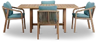 Laguna Light Tone 66" Retangular Table & 4 Teal Cushioned Chairs