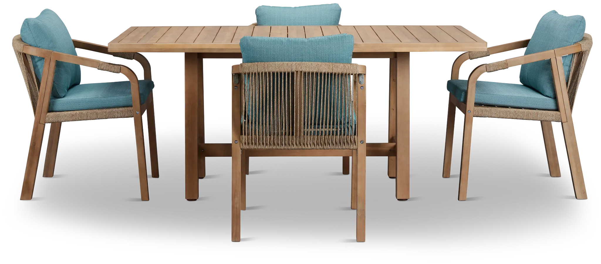 Laguna Light Tone 66" Retangular Table & 4 Teal Cushioned Chairs