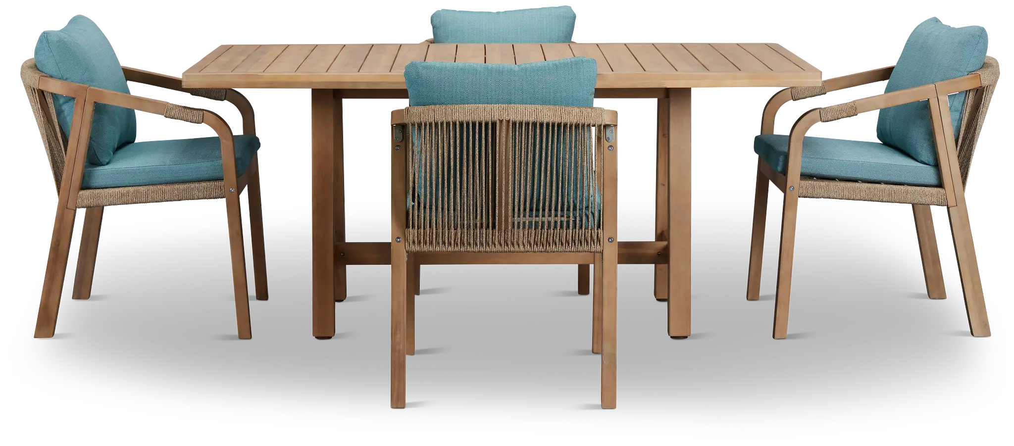 Laguna Light Tone 66" Retangular Table & 4 Teal Cushioned Chairs Laguna Light Tone 66" Retangular Table & 4 Teal Cushioned Chairs
