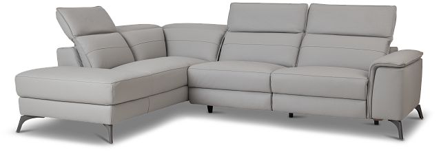 Pearson Gray Leather Left Bumper Sectional