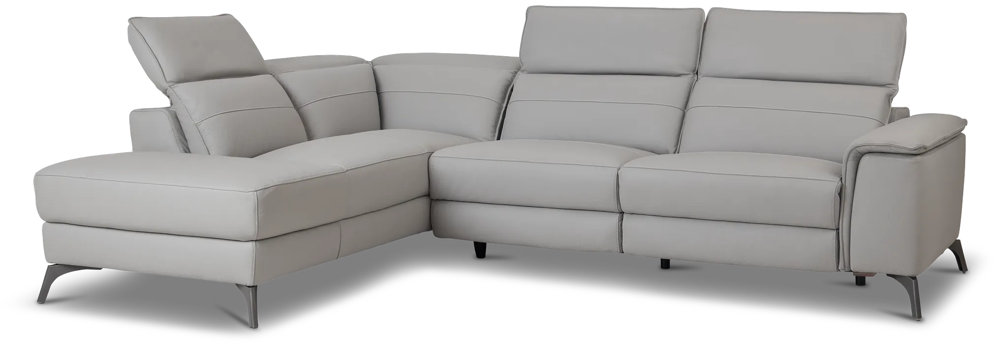 Pearson Gray Leather Left Bumper Sectional