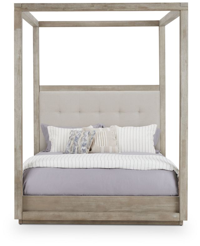 Madden Light Tone Wood Canopy Bed