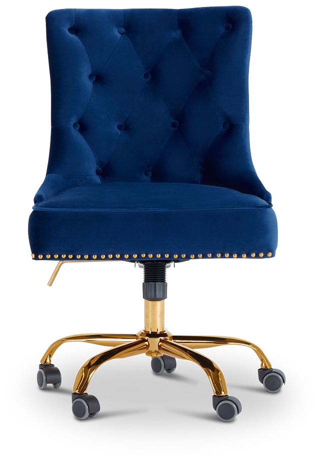 blue tufted office chair