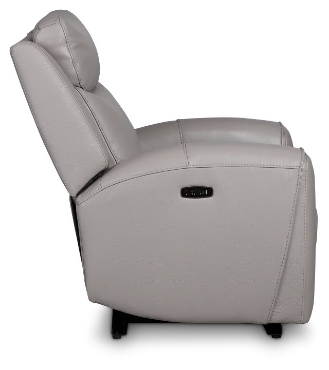 Walker Light Gray Lthr/vinyl Power Recliner With Power Headrest