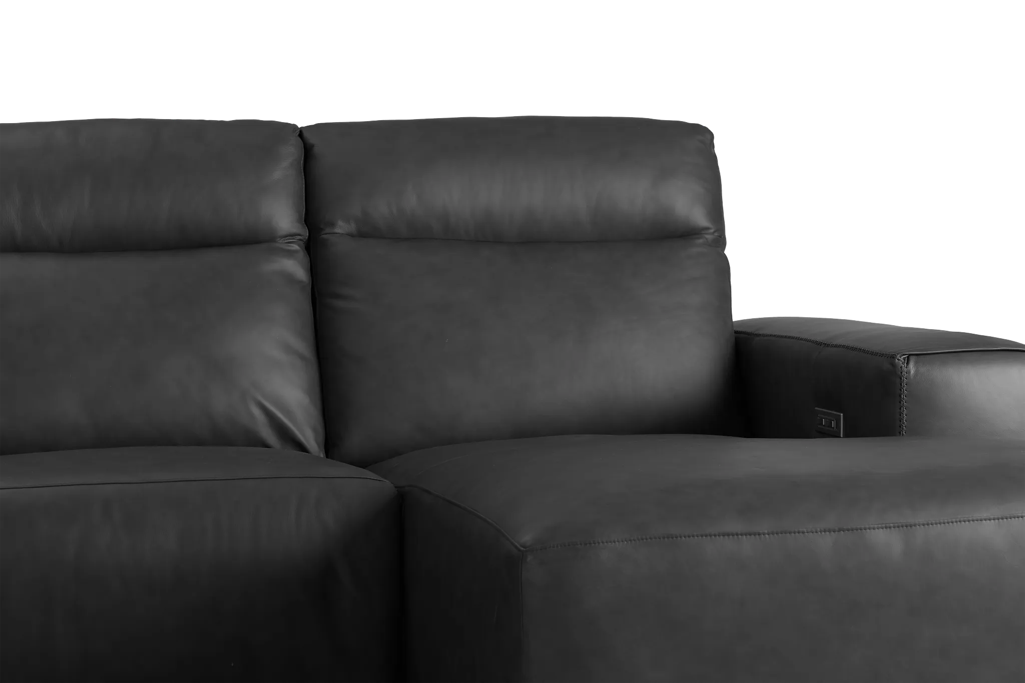 Elba Dark Gray Leather Medium Dual Power Right Chaise Sectional