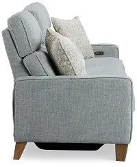 Bayside Light Blue Fabric Power Reclining Sofa