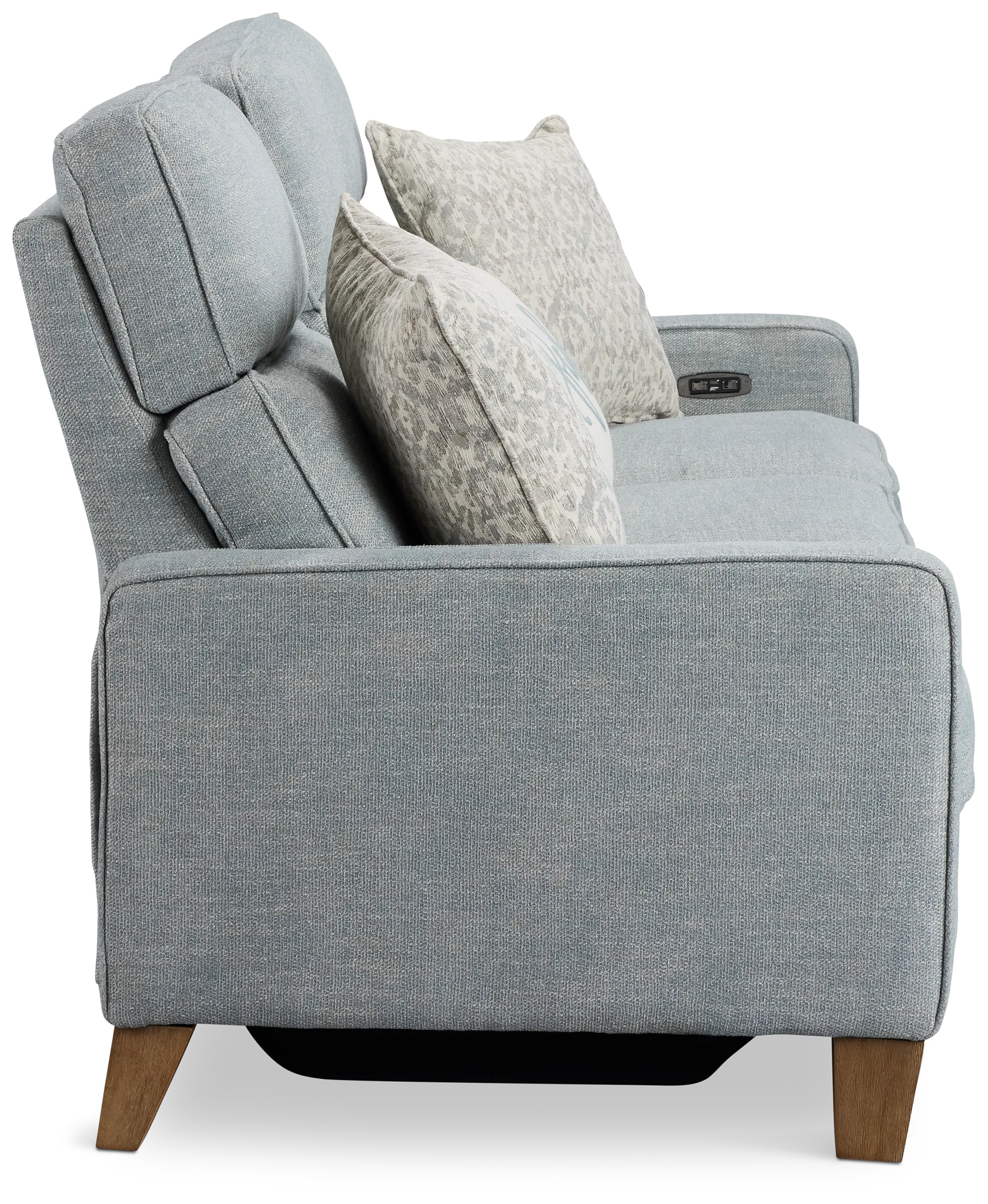 Bayside Light Blue Fabric Power Reclining Sofa