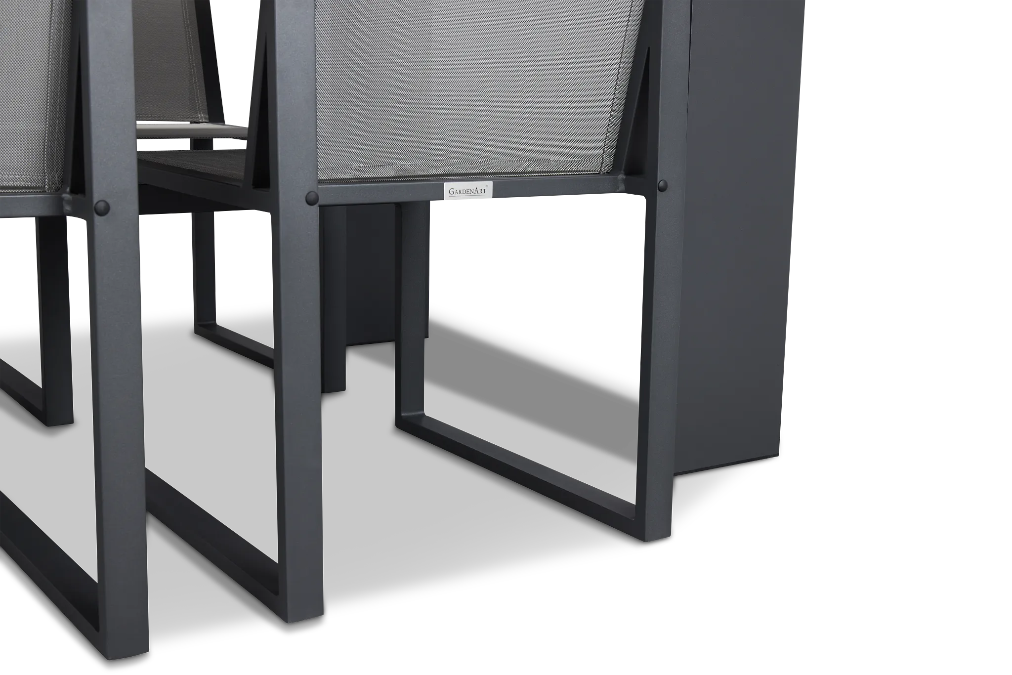 Linear Dark Gray 70" Aluminum Table & 4 Sling Side Chairs