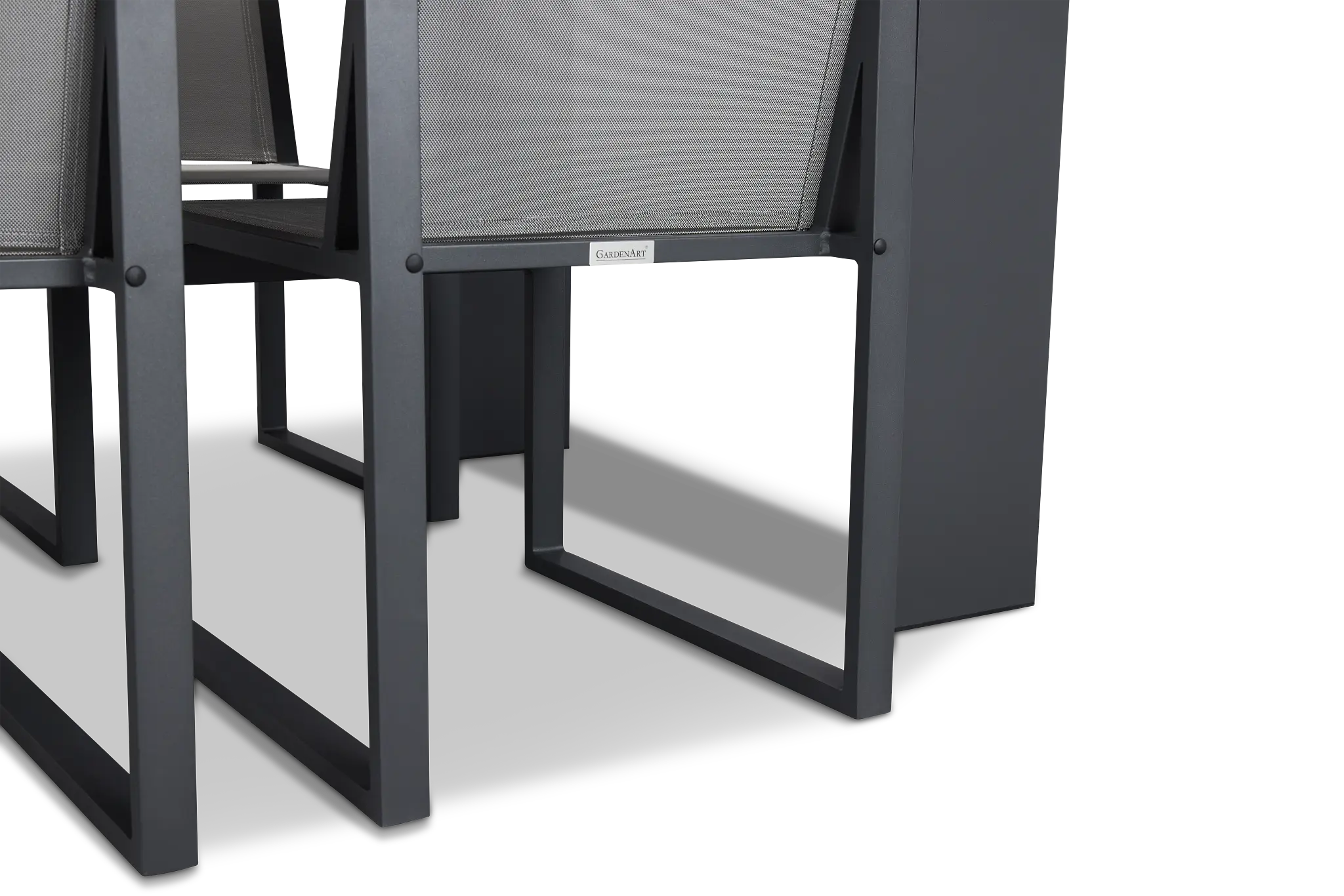 Linear Dark Gray 70" Aluminum Table & 4 Sling Side Chairs Linear Dark Gray 70" Aluminum Table & 4 Sling Side Chairs