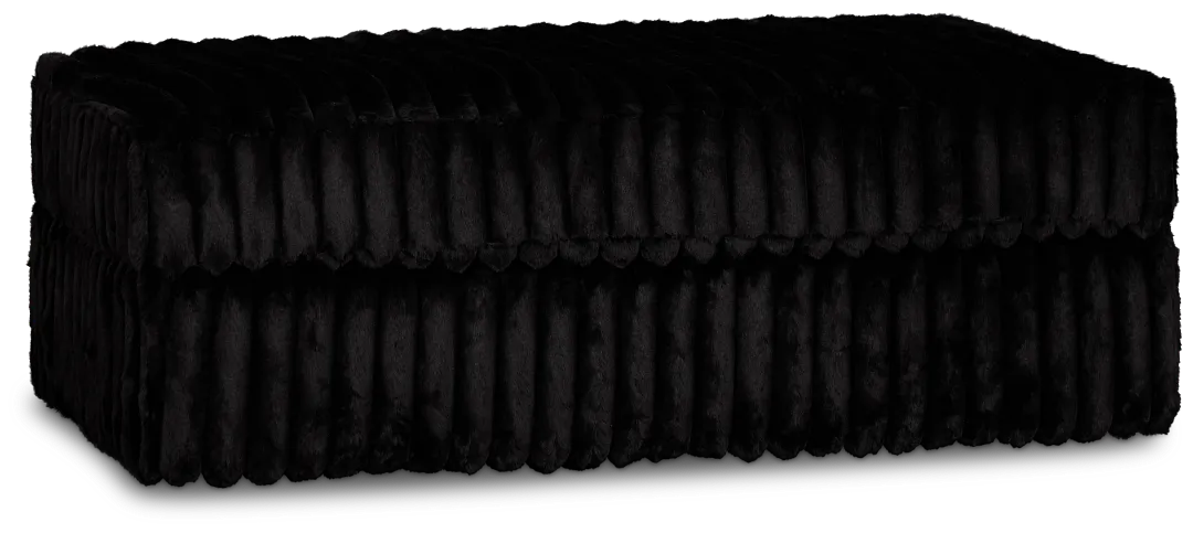 Teddy Black Fabric Ottoman