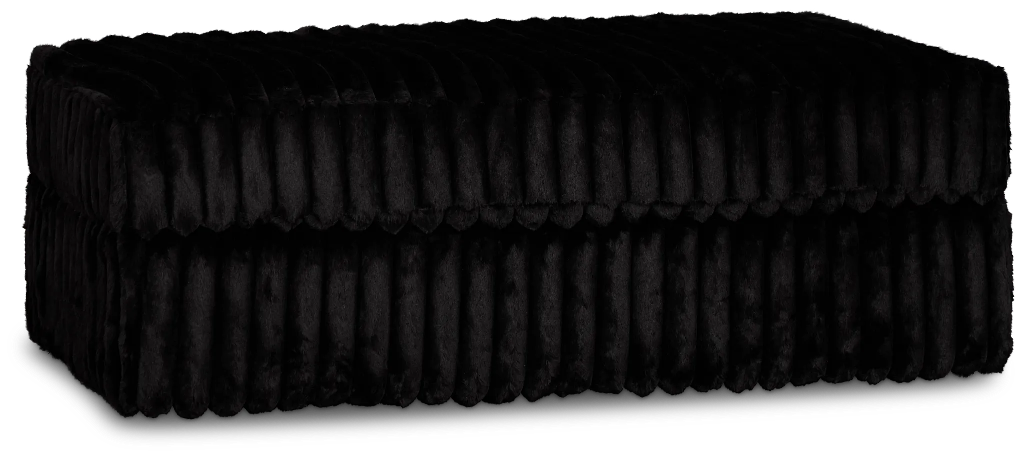 Teddy Black Fabric Ottoman