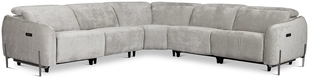 Zuri Gray Velvet Small Triple Power Reclining Two-arm Sectional