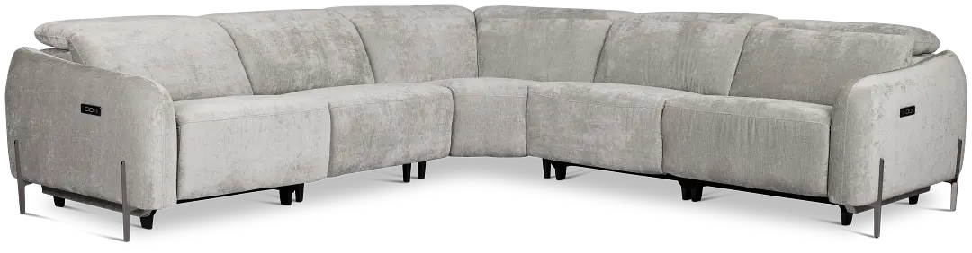 Zuri Gray Velvet Small Triple Power Reclining Two-arm Sectional Zuri Gray Velvet Small Triple Power Reclining Two-arm Sectional