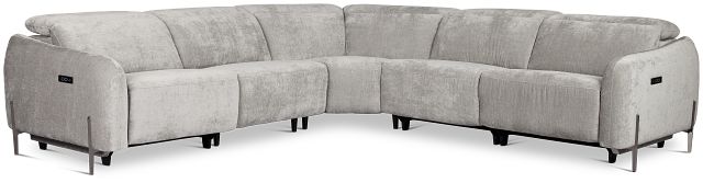 Zuri Gray Velvet Small Triple Power Reclining Two-arm Sectional