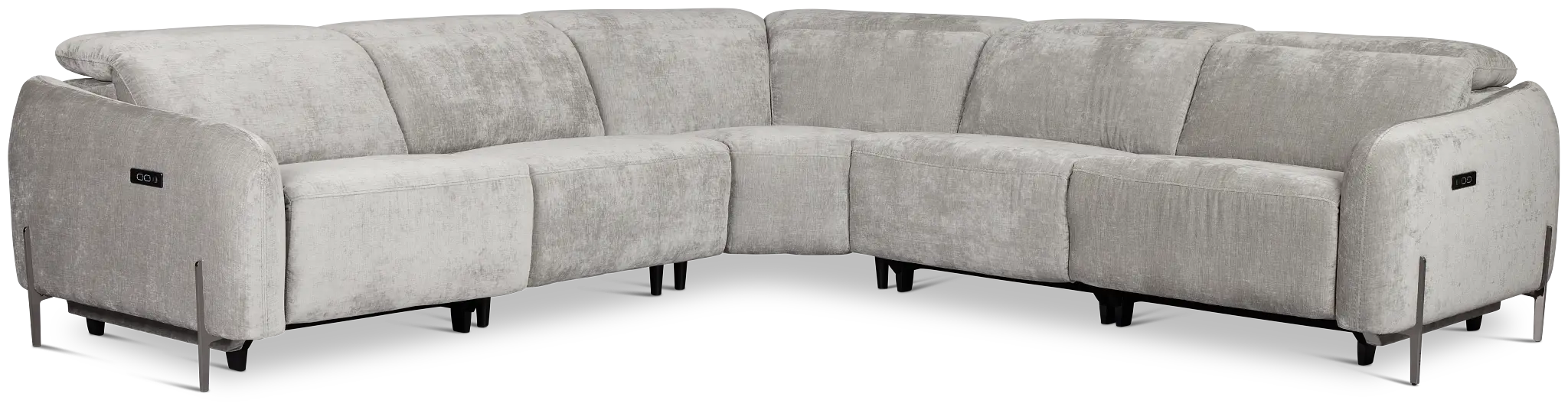 Zuri Gray Velvet Small Triple Power Reclining Two-arm Sectional Zuri Gray Velvet Small Triple Power Reclining Two-arm Sectional