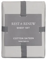 Rest & Renew Cotton Sateen Gray 300 Thread Sheet Set