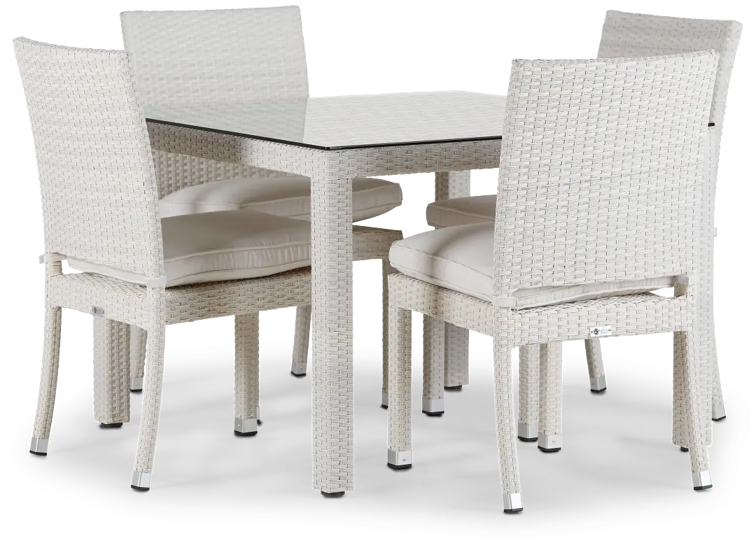 Bahia White 40" Square Table & 4 Chairs Bahia White 40" Square Table & 4 Chairs