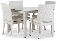 Bahia White 40" Square Table & 4 Chairs
