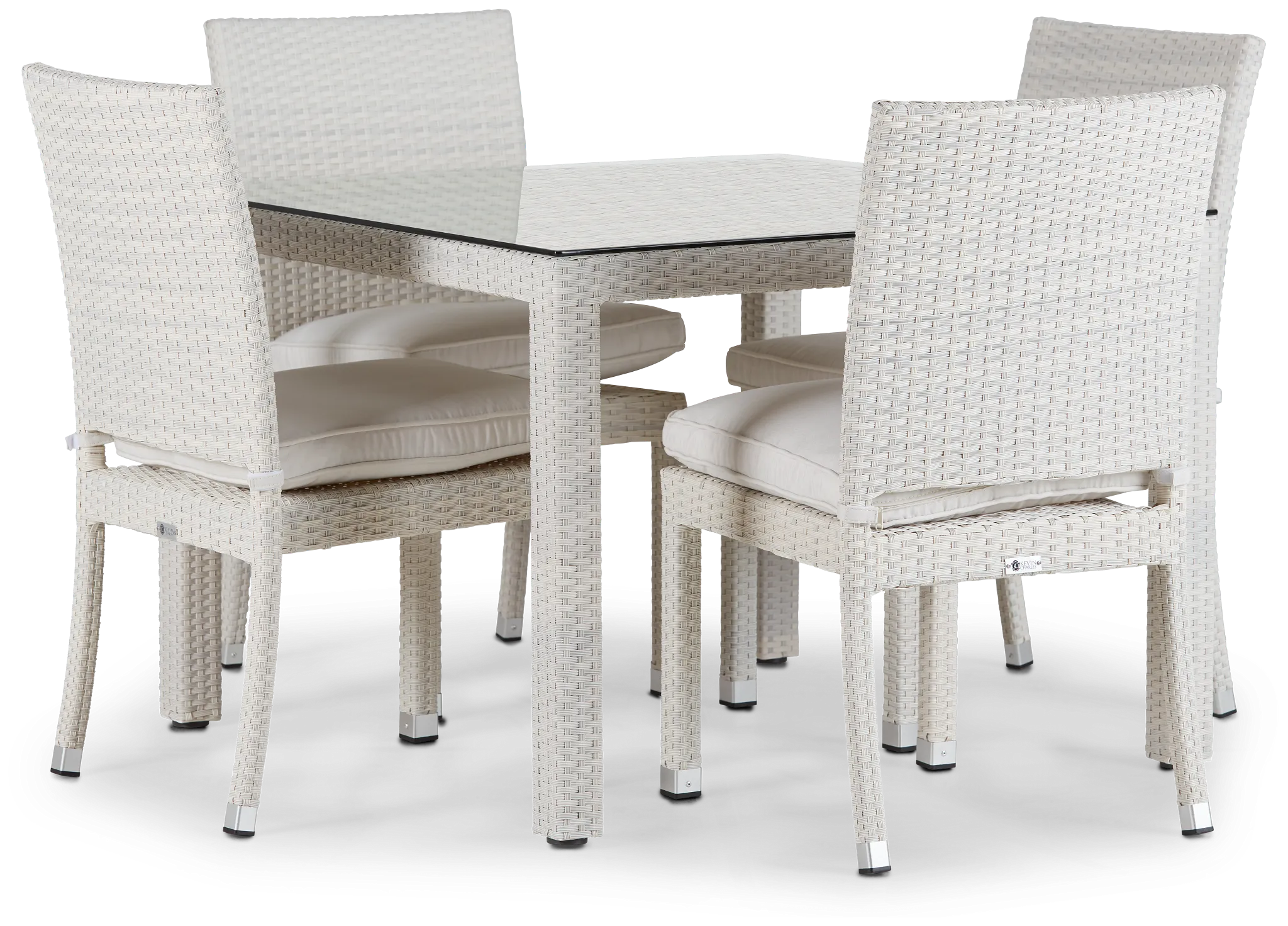 Bahia White 40" Square Table & 4 Chairs