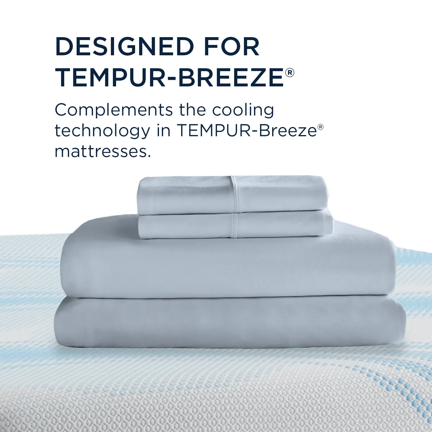 Tempur-pedic Breeze Cooling Light Blue Split King Sheets