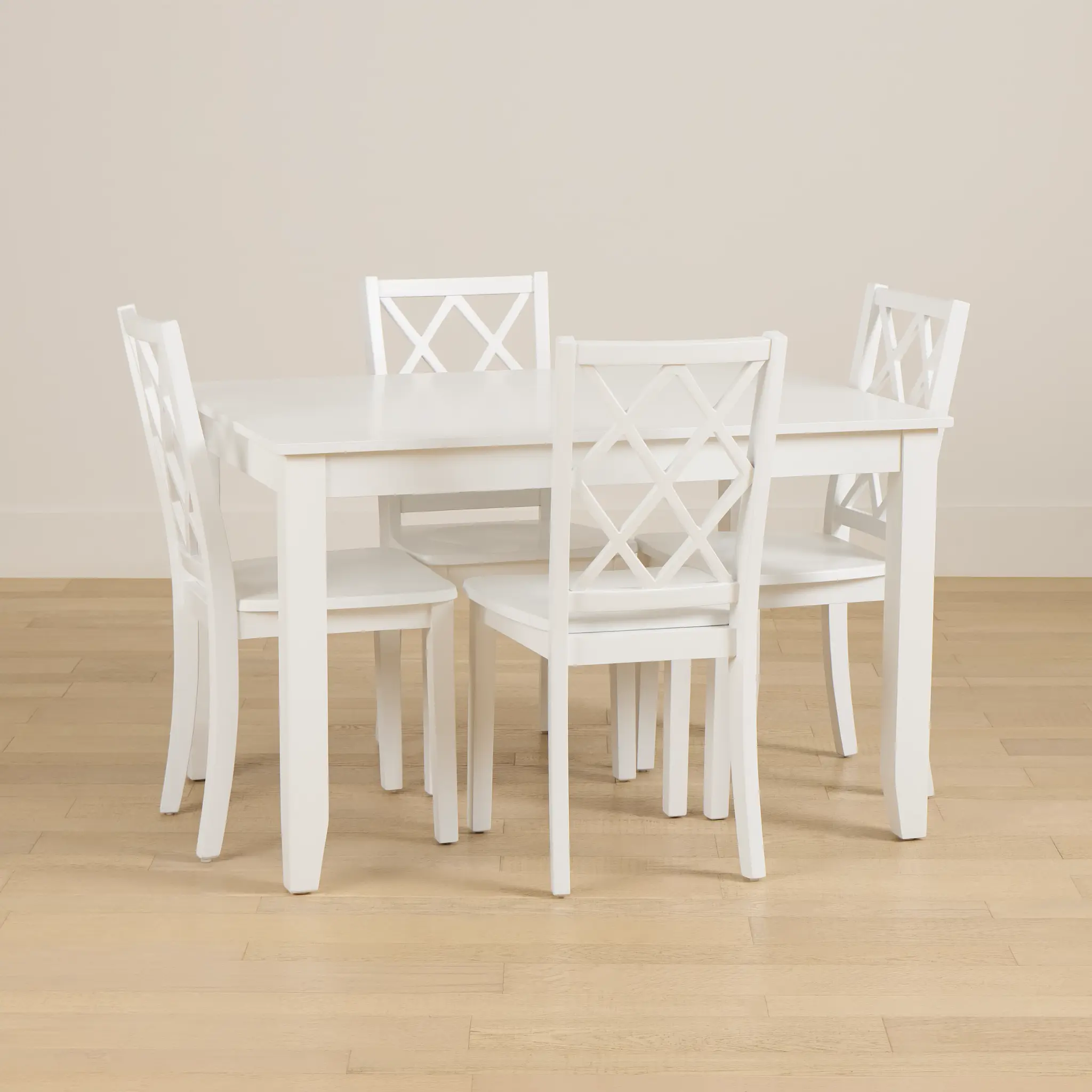Edgartown White Rect Table & 4 White Wood Chairs Edgartown White Rect Table & 4 White Wood Chairs