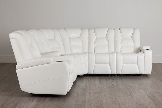 Troy White Micro Left Console Love Reclining Sectional