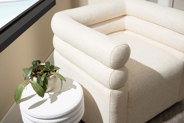 Celine Light Beige Fabric Swivel Accent Chair