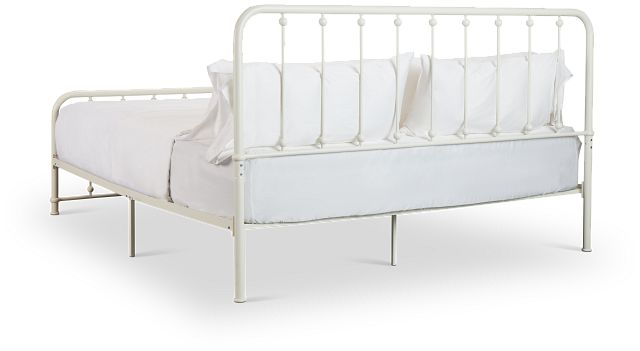 Rory White Metal Panel Bed