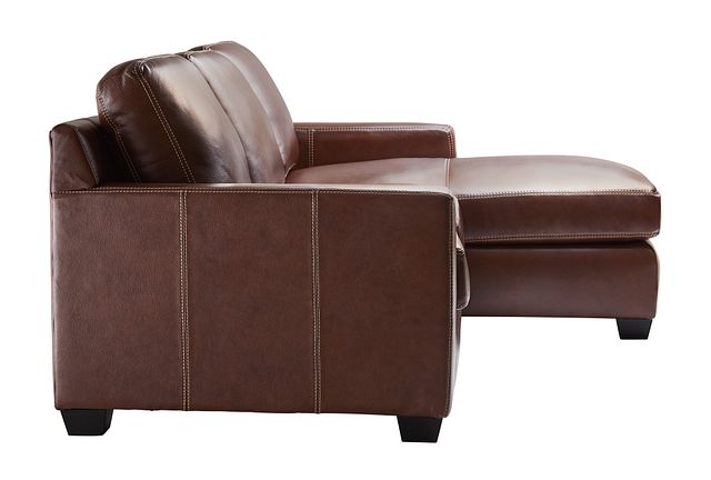Carson Medium Brown Leather Small Right Chaise Sectional