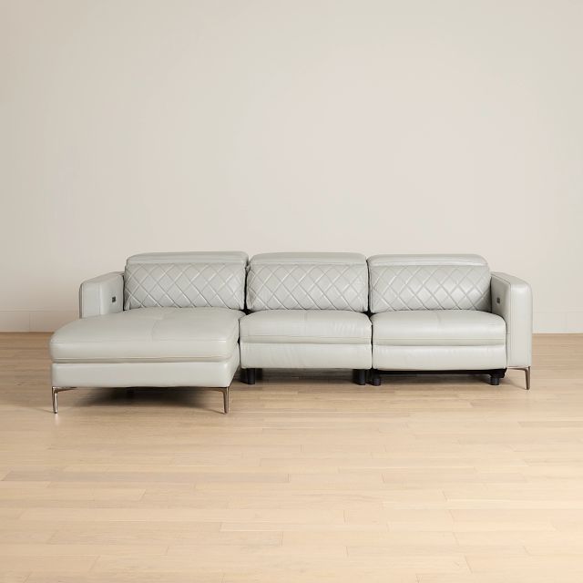 Ava Light Gray Micro Left Chaise Power Reclining Sectional