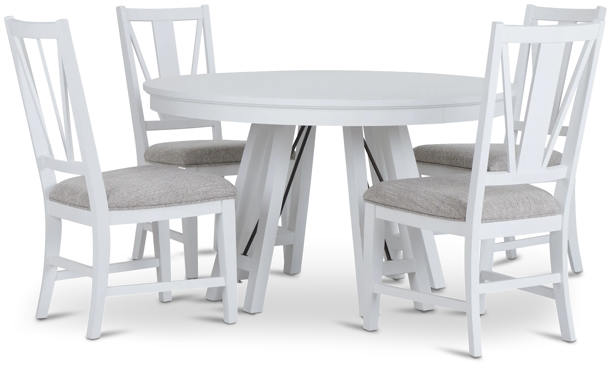 Heron Cove White Round Table & 4 Wood Chairs